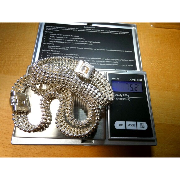 VTG Signed Modern Sterling Silver "Italy" Necklace Bracelet Set  75 gr - Picture 11 of 11